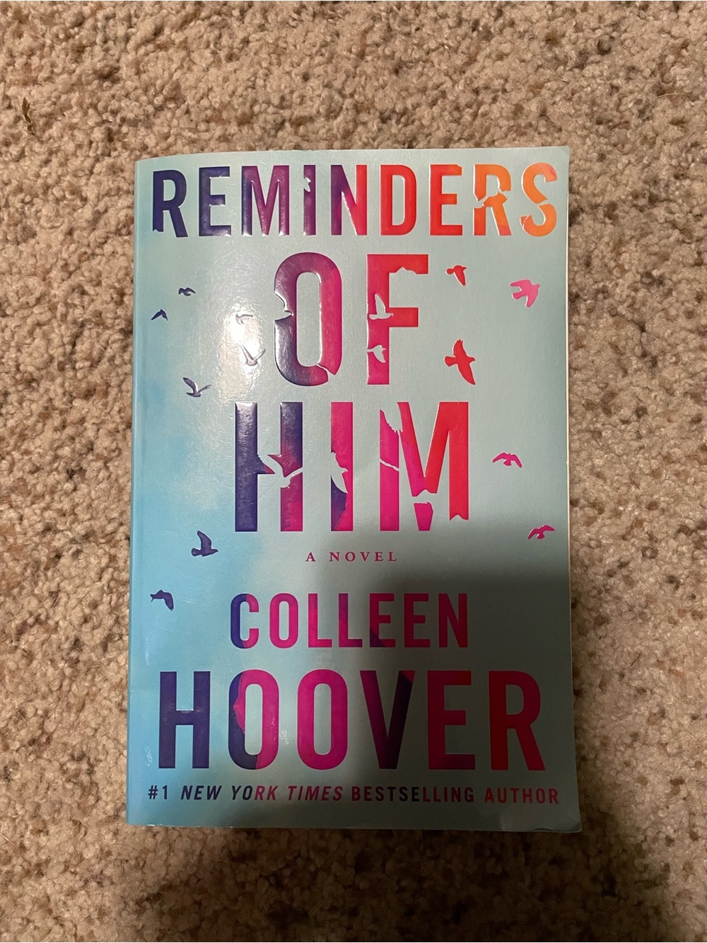 Reminders of Him by Colleen Hoover - Teal & Pink Gradient Paperback
